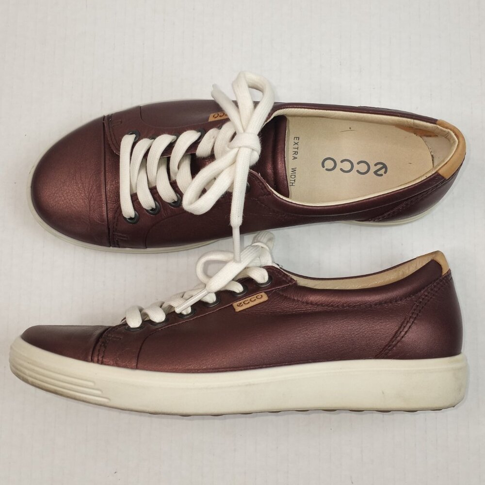 ECCO Soft Seven Fig Metallic Leather Lace Up Sneakers